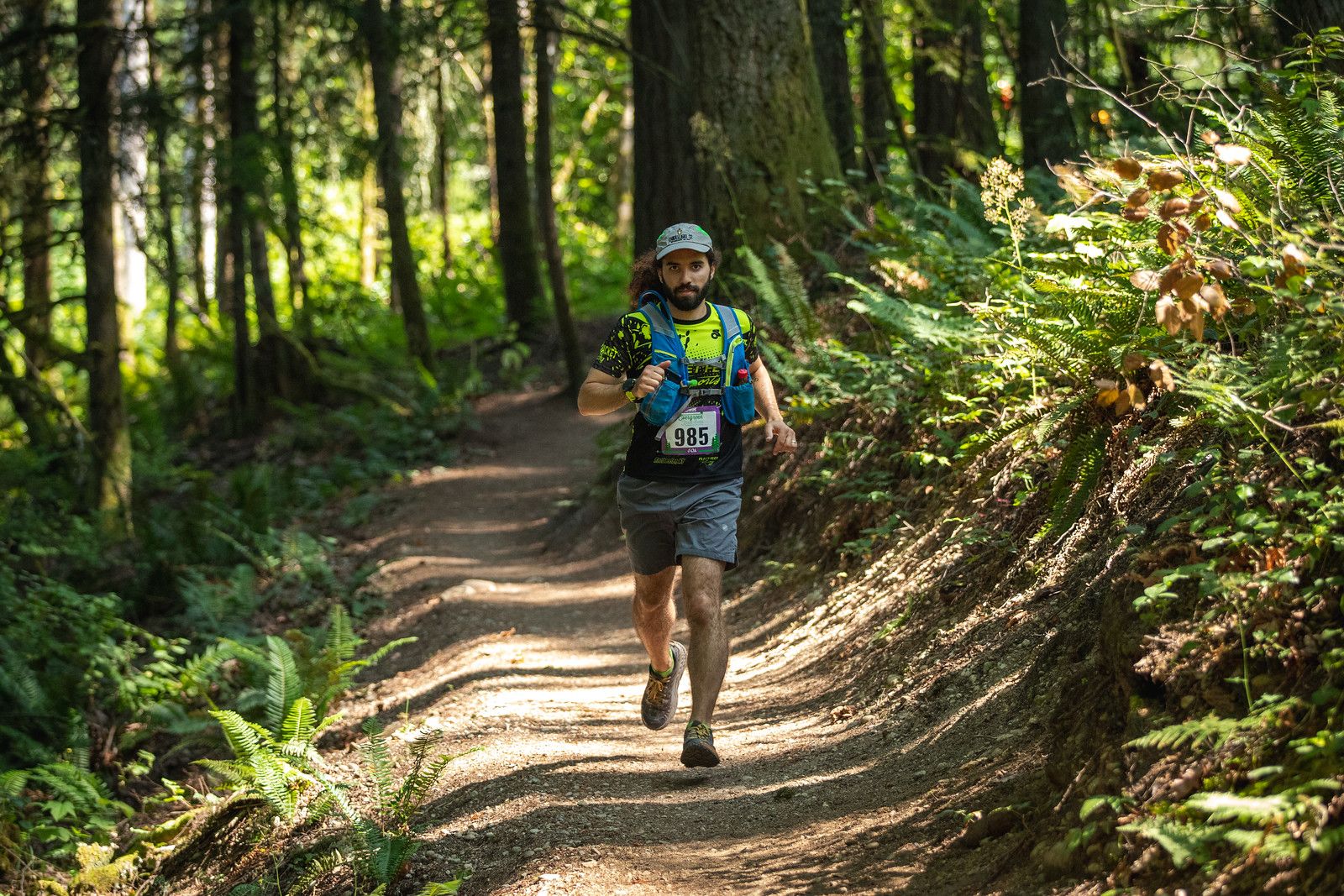 Me running through a wooded trail